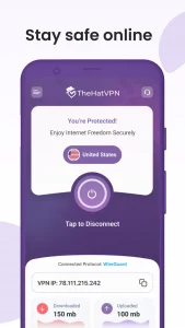 اتصال به سرور های نامحدود فیلتر شکن TheHatVPN