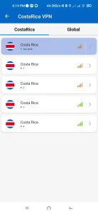 نصب وی پی ان کاستاریکا Costa Rica VPN در اندروید